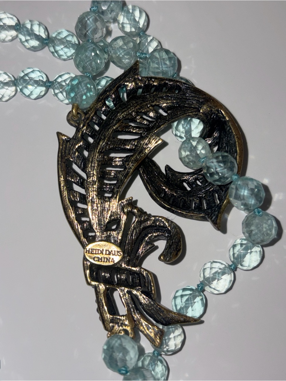 Heidi Daus Statement Necklace Crystal Plume Bead Art Deco Vintage - Picture 7 of 7